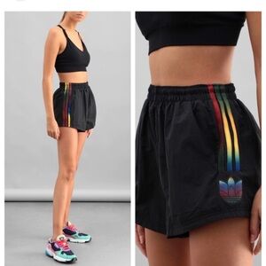 Adidas Women's Black Rainbow Stripe Shorts